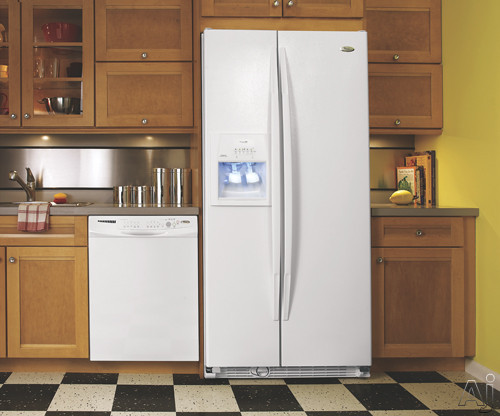 Whirlpool Gold GC5SHEXNQ 24.5 Cu. Ft. Side-by-Side Counter-Depth Refrigerator with In-Door-Ice Dispensing System & Drop Down Controls: White