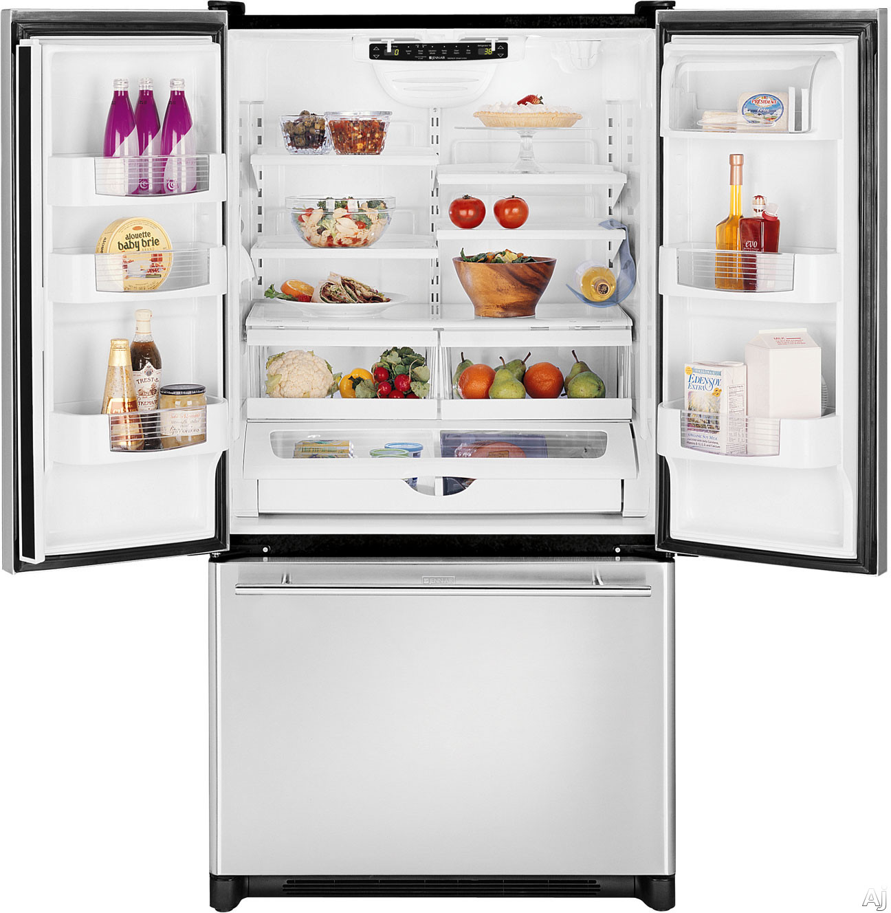 Jenn-Air JFC2089HES 20 Cu. Ft. French Door Bottom-Freezer Counter Depth Refrigerator with Internal Water Dispenser (Panel Ready Availible): Stainless Steel