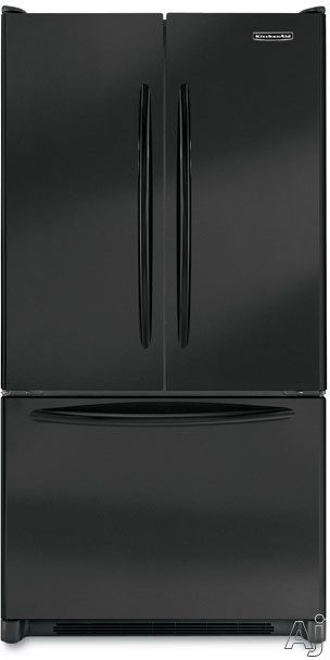 KitchenAid Architect Series KBFA20ERBL 19.8 Cu. Ft.  French Door Counter-Depth Refrigerator with 4 Glass Shelves & Interior Water Dispenser: Black