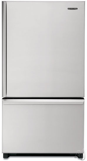 KitchenAid KBRP20ERSS 20.3 Cu. Ft. Bottom-Freezer Counter-Depth Refrigerator with Interior Water Dispenser & Custom Door Panels Accepted: Stainless-Look Panels