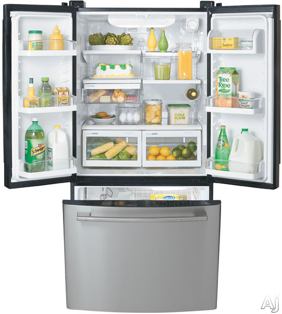 LG LFD22860SW 22.4 Cu. Ft. Bottom-Freezer French Door Refrigerator with Slide-Out Freezer and External Water Dispenser: White