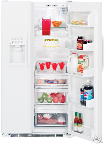 GE GSC23LGRWW 22.6 Cu. Ft. Side-By-Side Counter-Depth Refrigerator with Integrated Ice System & TurboCool Setting: White